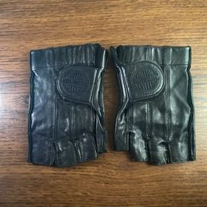 Vintage Harley Davidson Fingerless Leather Riding Gloves